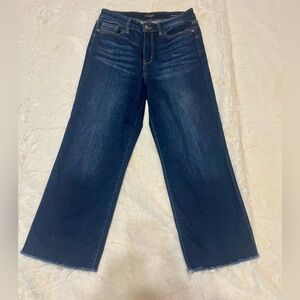 Judy Blue Dark Wash Wide Leg Crop Jean Raw Edge Hem Size 5/27